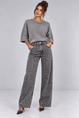 Denim leopard γκρι