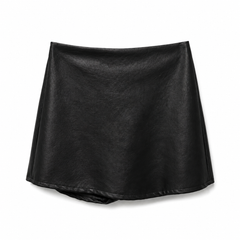 Black leather skort