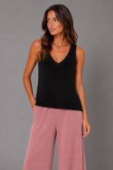 Black sleeveless top