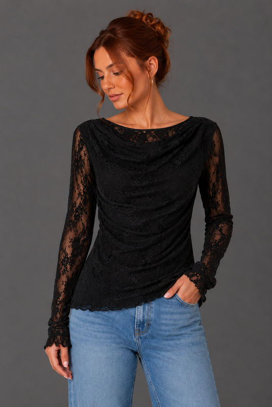 Noir muse lace top